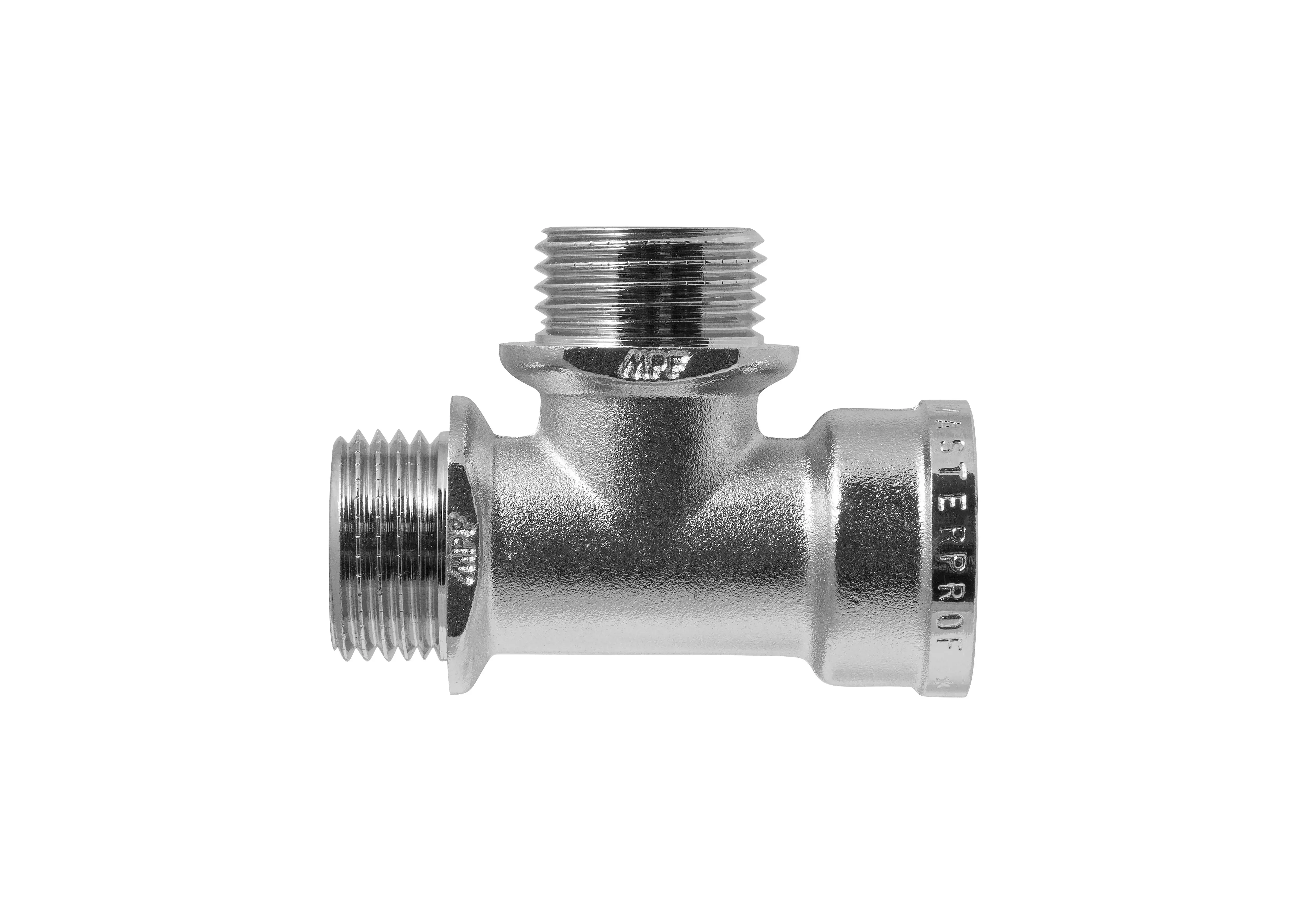 Тройник 1/2" ВР/НР/НР никель с ограничителем MPF, ИС.072070
