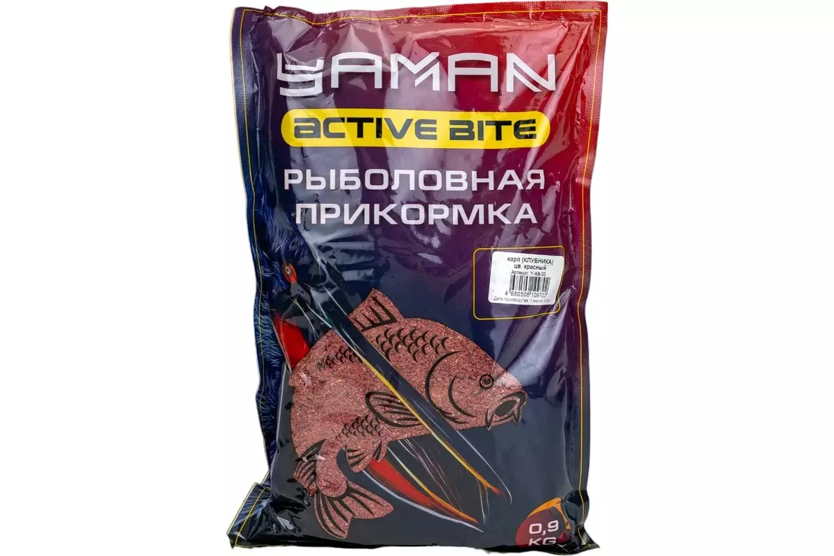 Прикормка для рыбалки Yaman Карп (клубника), 900 г