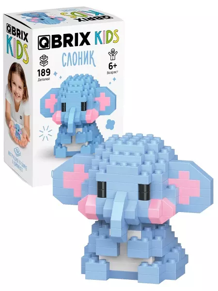 Конструктор 189 деталей Слоник серия "мини-блоки" QBRIX KIDS 32023