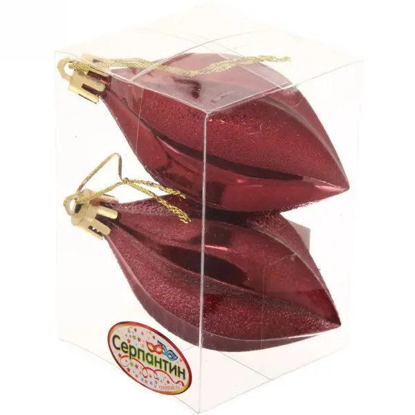 Елочные украшения Таинственное очарование Капля 8 см (2 шт) темный рубин 916-907