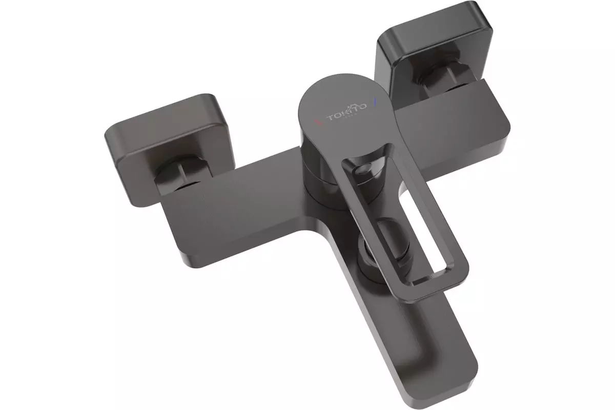 Смеситель для ванны, короткий излив, вороненая сталь, TOKITO TOK-KOB-1014, латунь