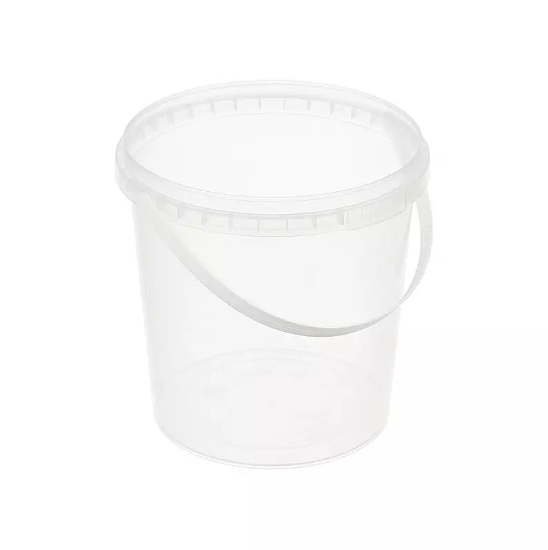 Ведро пластиковое пищевое 1 л прозрачное с ручкой и крышкой ЦП060248