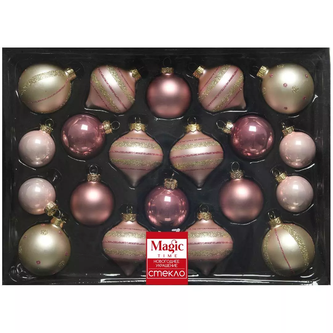 Новогоднее подвесное украшение из стекла, набор из 20 шт / 30x24x6,5см 95976