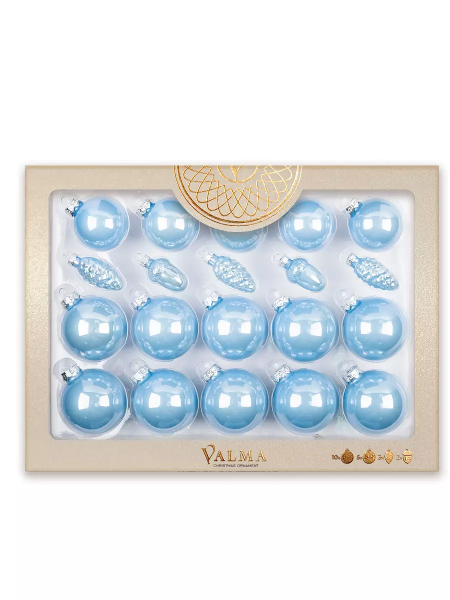 Новогоднее подвесное украшение из стекла, набор из 20 шт 6,8х23,5х33,5см 90754