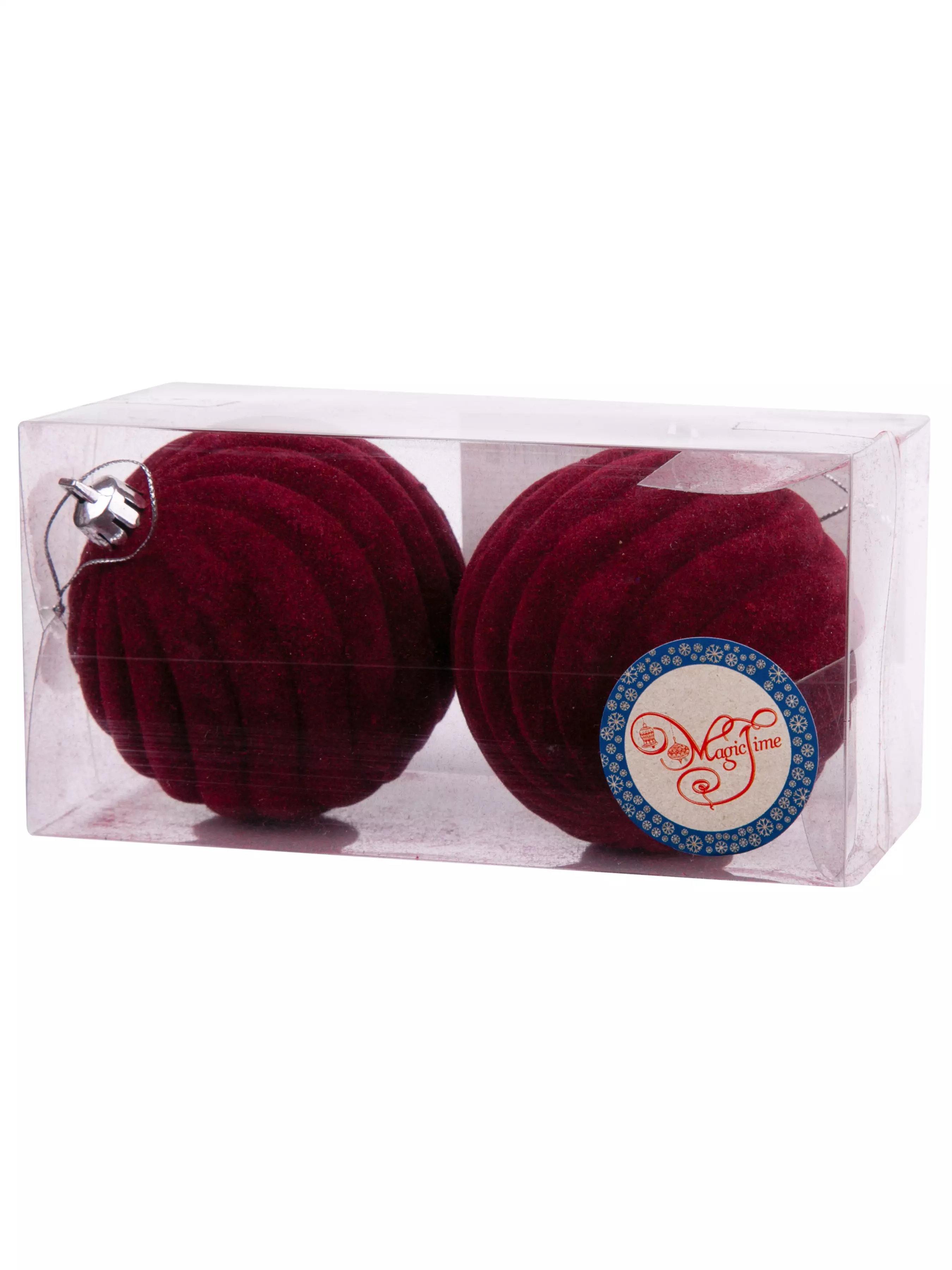 Новогоднее подвесное украшение Шары волны бордо бархат набор из 2 шт / 8x8x8см 81897