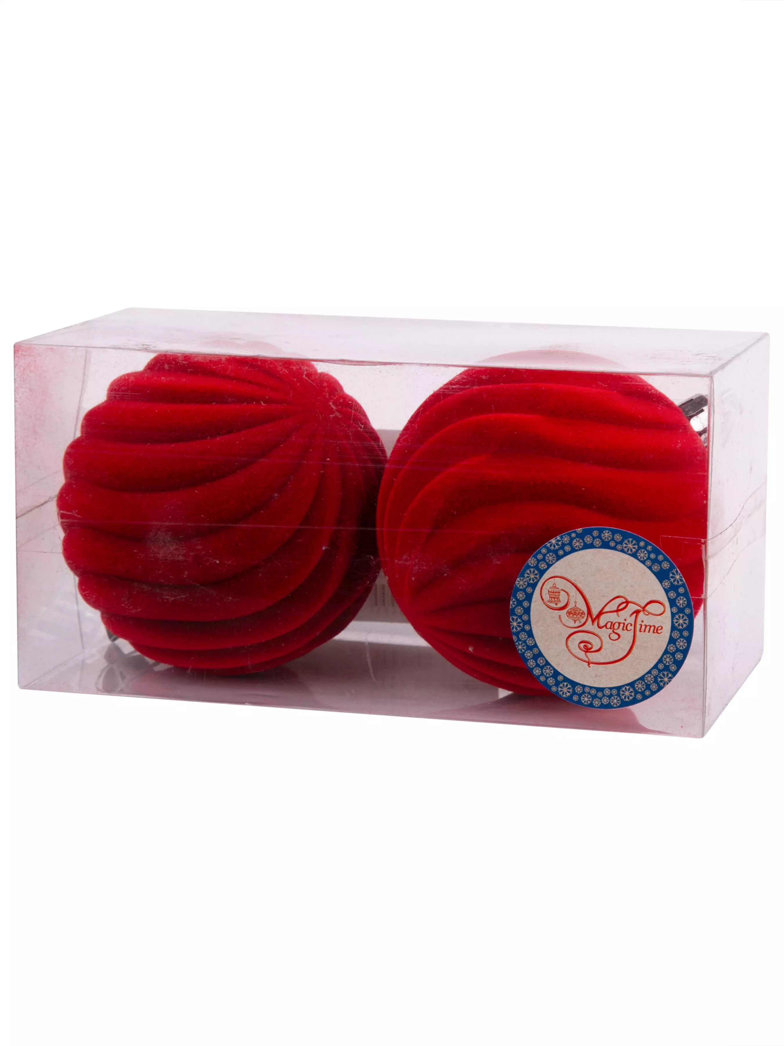 Новогоднее подвесное украшение Шары волны красный бархат набор из 2 шт / 8x8x8см 81895