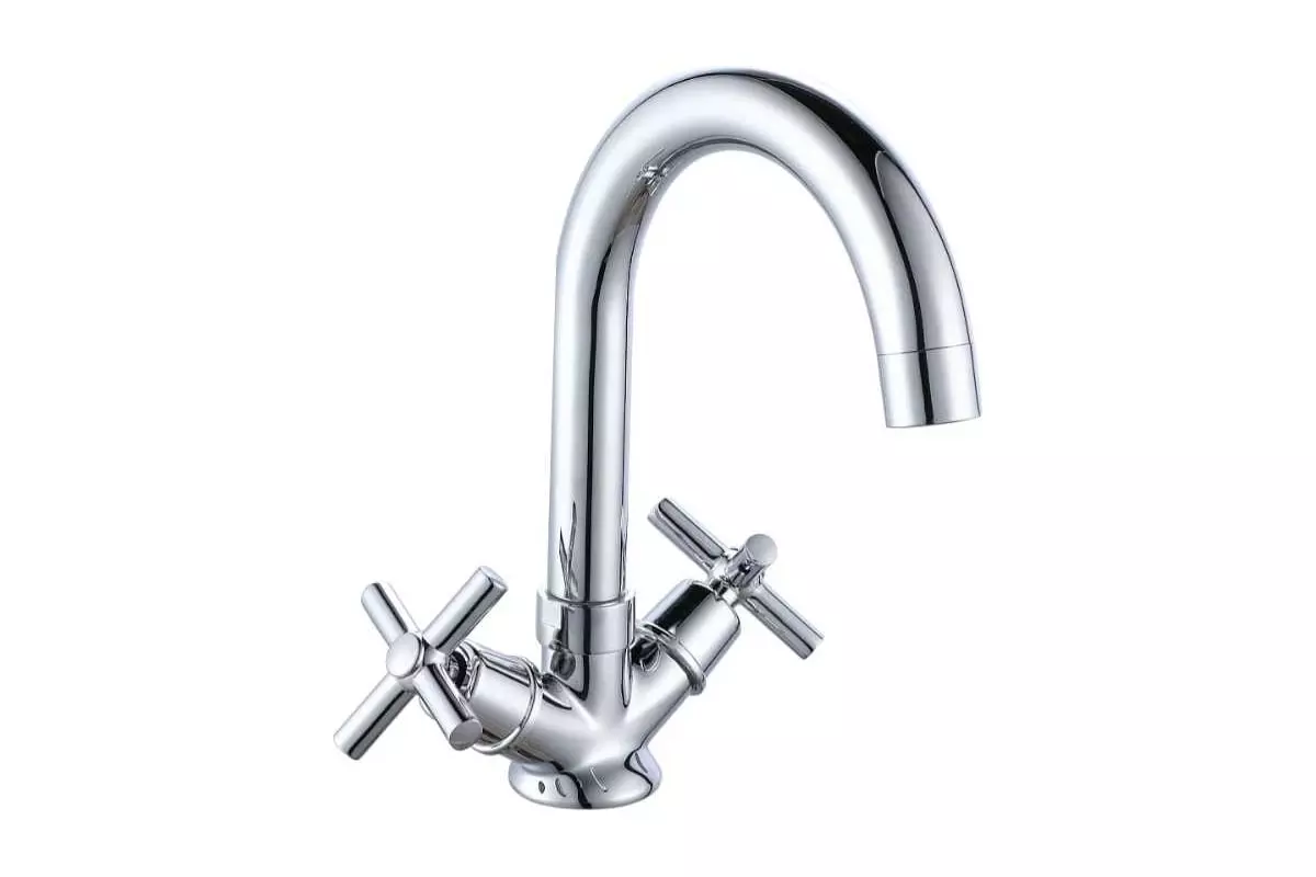 Двухвентильный смеситель для раковины, поворотный излив, хром, ESKO Cancun CN 26, латунь