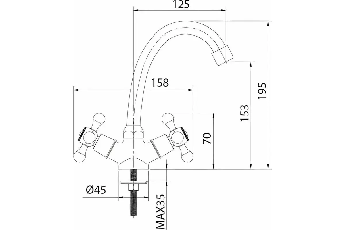 Двухвентильный смеситель для раковины, поворотный излив, хром, ESKO Cancun CN 26, латунь