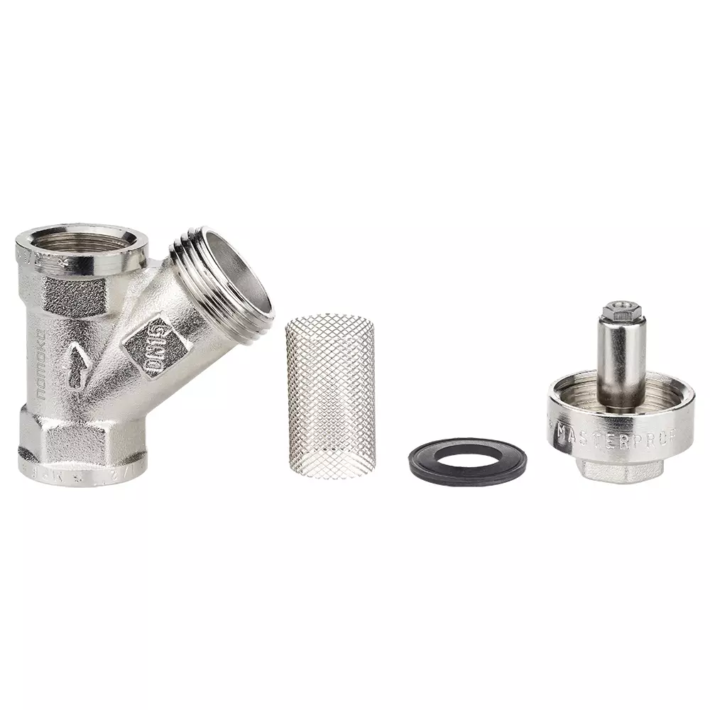 Фильтр грубой очистки воды косой сетчатый 1/2&quot; ВР/ВР с магнитом MPF, ИС.072780 латунь, никель
