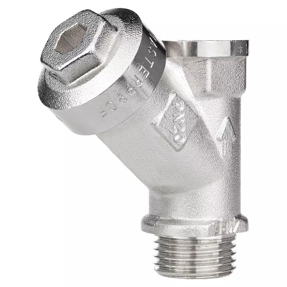 Фильтр грубой очистки воды косой сетчатый 1/2 ВхН с магнитом MPF, ИС.072781 латунь, никель