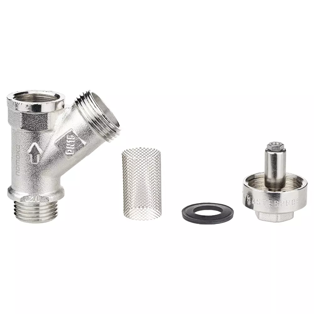 Фильтр грубой очистки воды косой сетчатый 1/2 ВхН с магнитом MPF, ИС.072781 латунь, никель