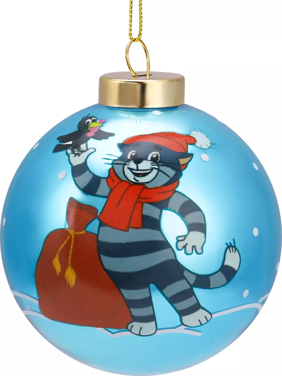 Елочный шар стекло Простоквашино Новогодние кот и собака 8 см Miland НУ-2932