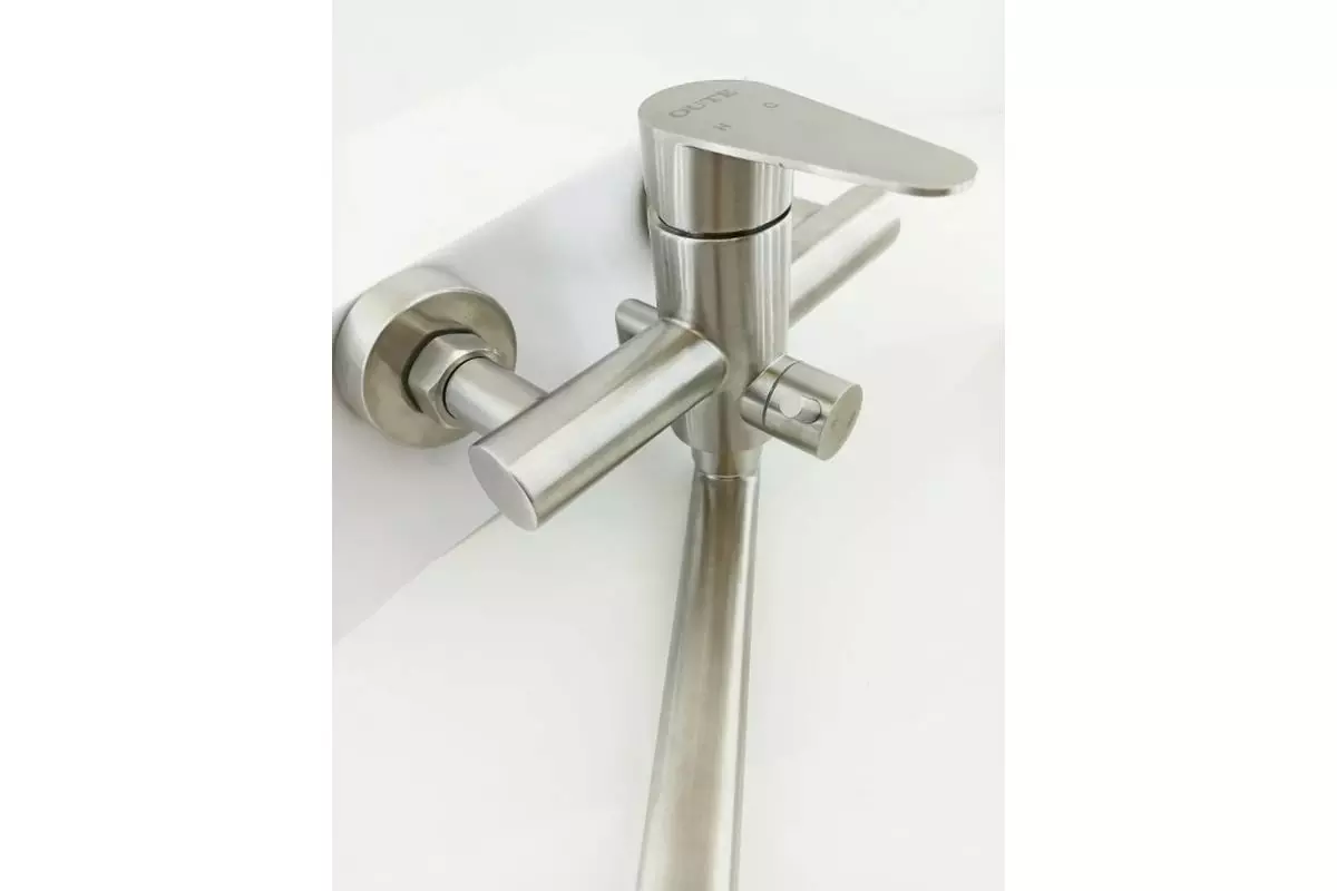 Смеситель для ванны, длинный излив 35 см, сатин, OUTE T40123, нержавеющая сталь
