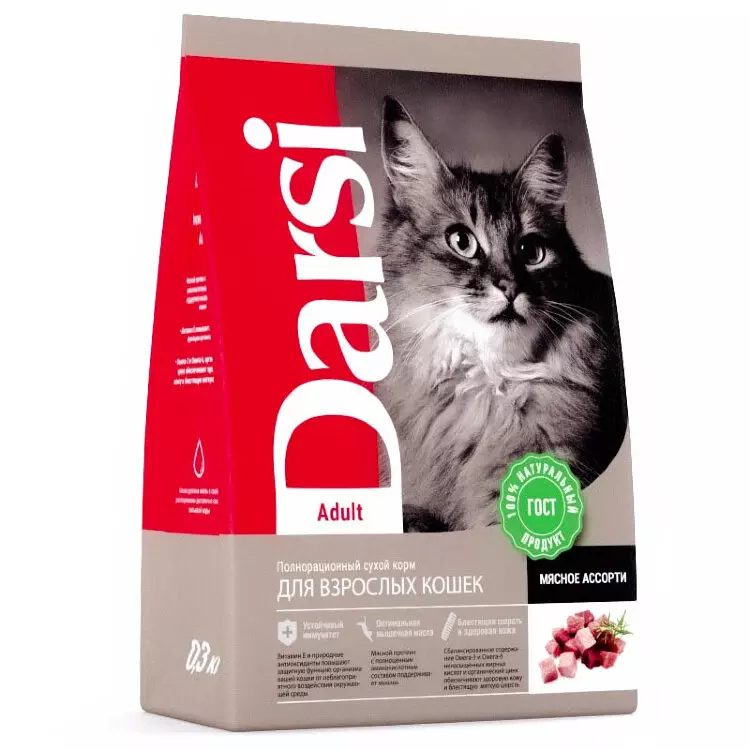 Сухой корм для кошек Darsi Adult Мясное ассорти, 1,8 кг
