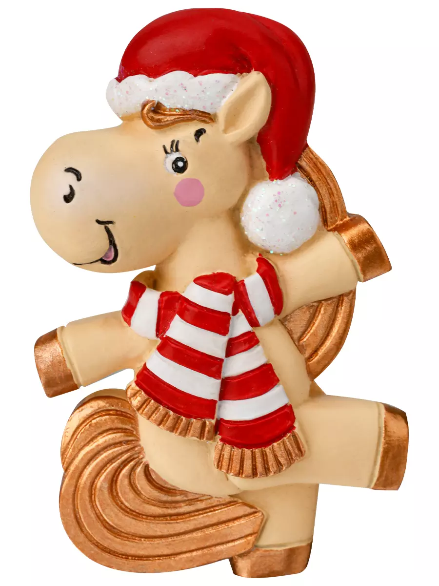 Новогодний магнит из полирезины Счастливая лошадка 7 см НУ-2542