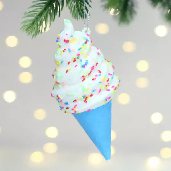 Елочная игрушка Мороженка 6х6х14 см голубой 107-6116