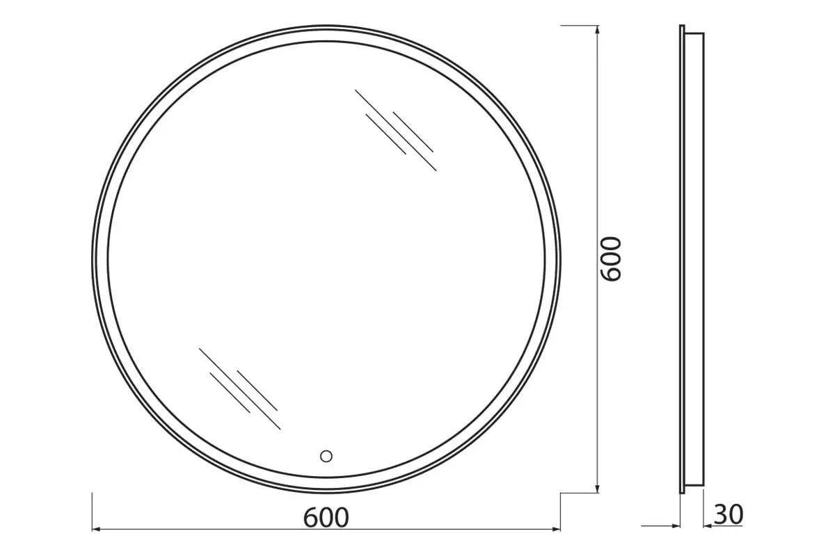 Зеркало в ванную круглое d60 см BelBagno SPC-RNG-600-LED-TCH подсветка, сенсор