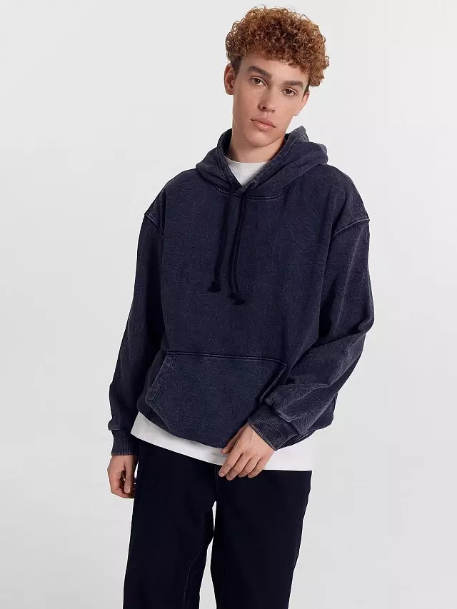 Худи мужское Mark Formelle 121896 ACID WASH черное олово, р-р 108-170/176 (54 / XXL)