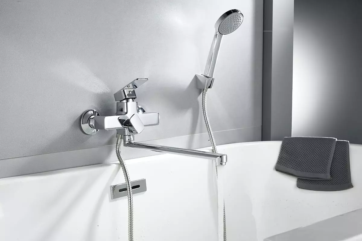 Смеситель для ванны, длинный излив 35 см, хром, Rainsberg R1723F, силумин