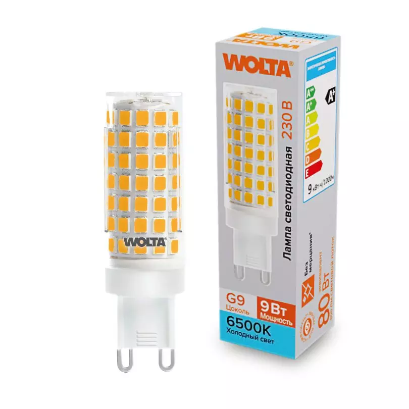 Лампа светодиодная Wolta G9 230В 9Вт 6500К холодный, керамика