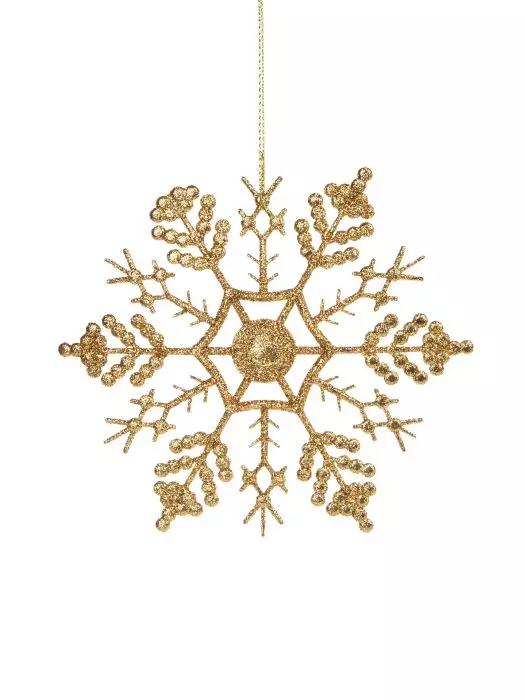 Подвесное елочное украшение Снежинка-паутинка золотая/ 16,5х16,5х0,2см 86764