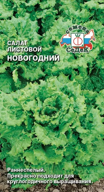 Семена салат Новогодний листовой (ран.спел)Евро, 0,5г Ц/П СеДеК