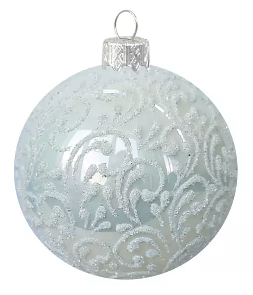 Елочный шар стекло Вьюнок-веточка морозная белый 8,5 см Коломеев КУ-85-18470/1