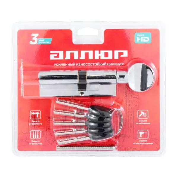 Цилиндровый механизм 90 мм (40Gx50) BP АЛЛЮР HD FG 90-5К CP хром перф.ключ/верт