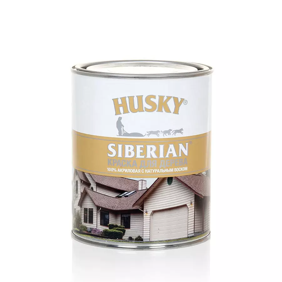 Краска для дерева Husky Siberian акриловая белая База А 0,9 л 28045