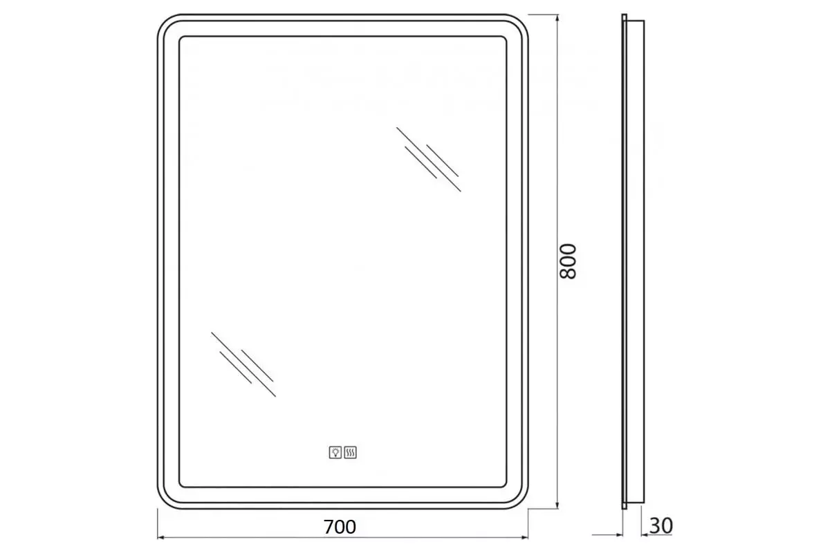 Зеркало в ванную 70х80 см BelBagno SPC-MAR-700-800-LED-TCH-WARM, подсветка, сенсор, подогрев