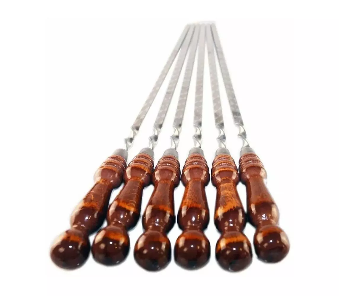 Шампур нержавеющая сталь деревянная ручка 630(400)х12х2,5 см 2К-526