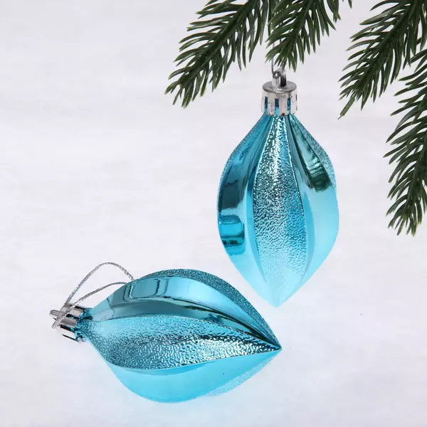 Елочные украшения Таинственное очарование Капля 8 см (2шт) голубой 916-0338