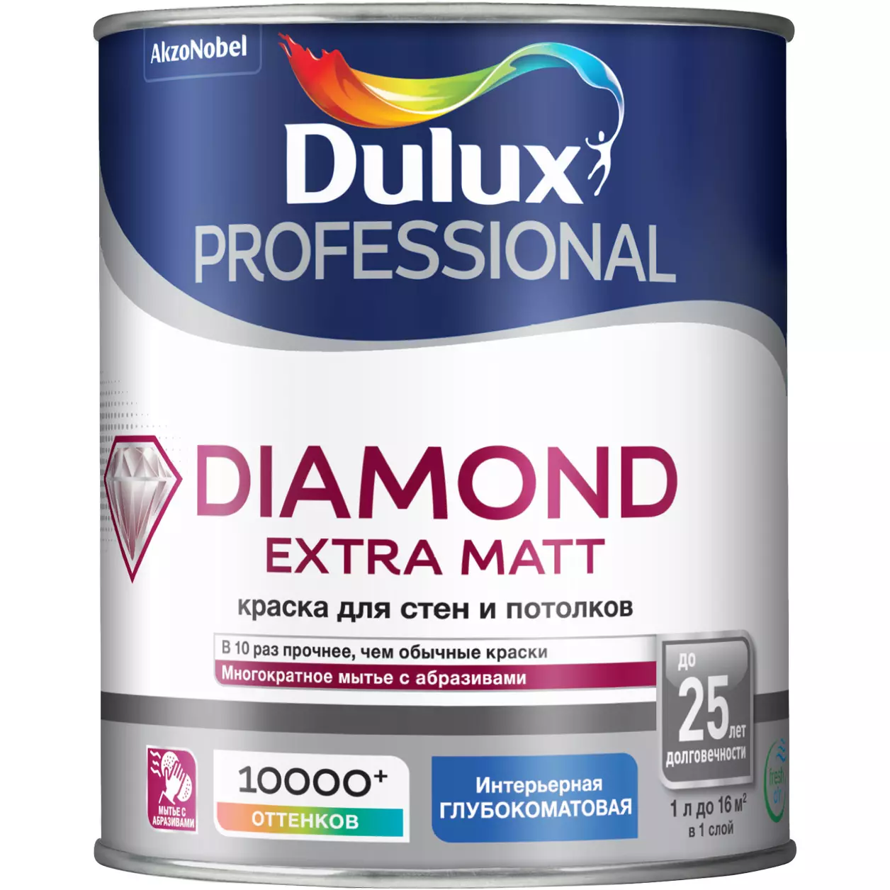 Краска для стен и потолка Dulux Professional Diamond Extra Matt глубокоматовая BW 1 л 5717335