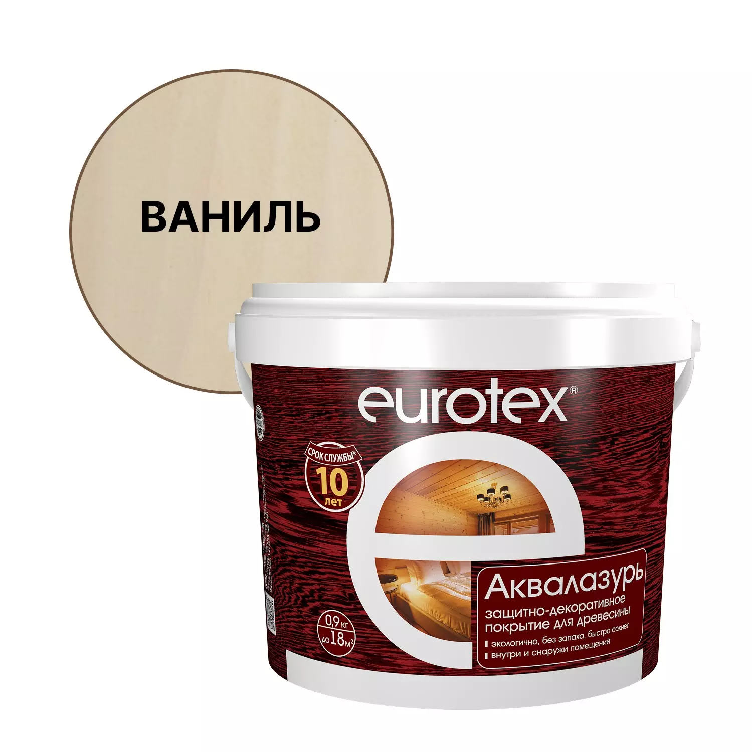Антисептик декоративный акриловый Eurotex Аквалазурь ваниль 0,9 кг