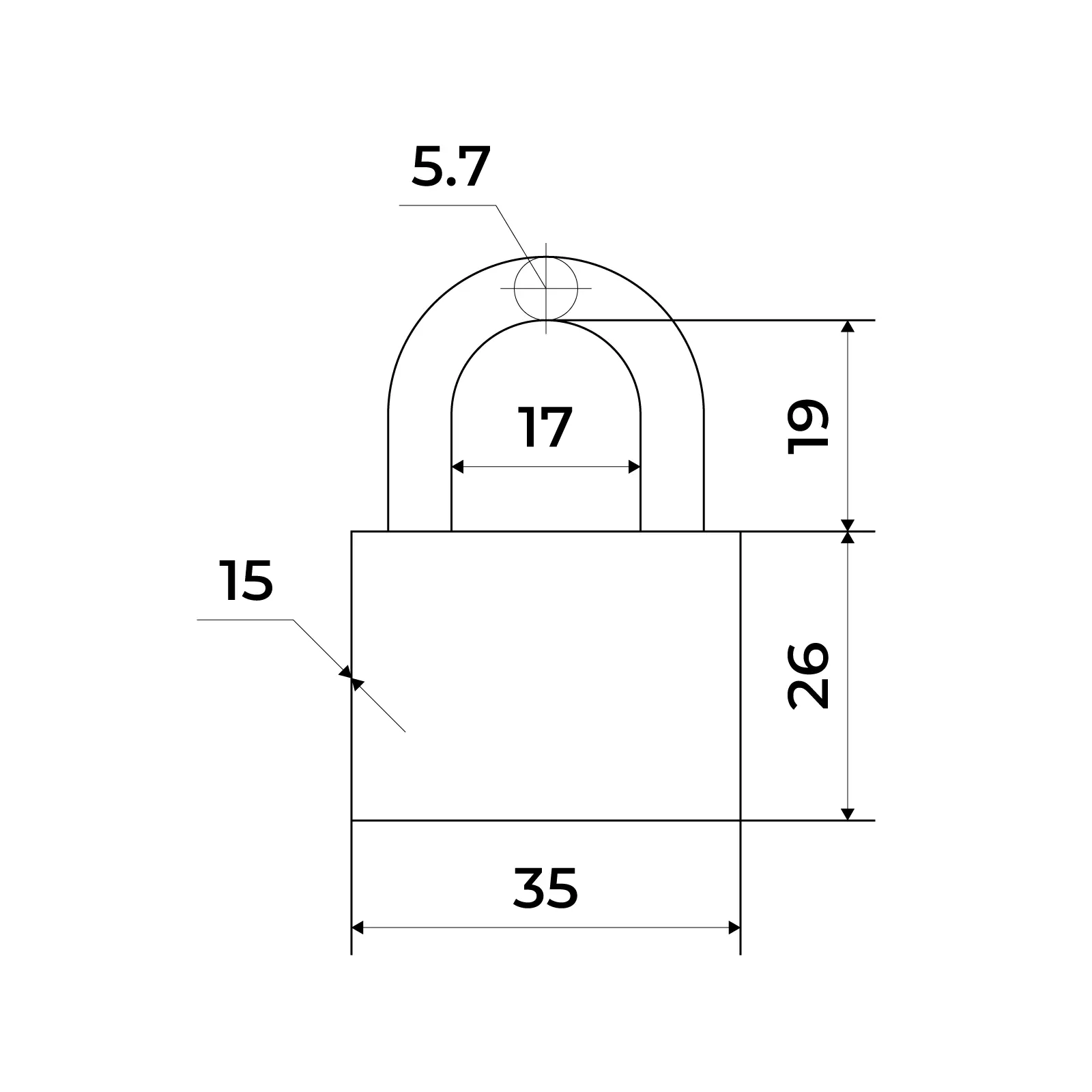 Замок навесной Стандарт HDS-340 d=5,7 мм, закаленная дужка
