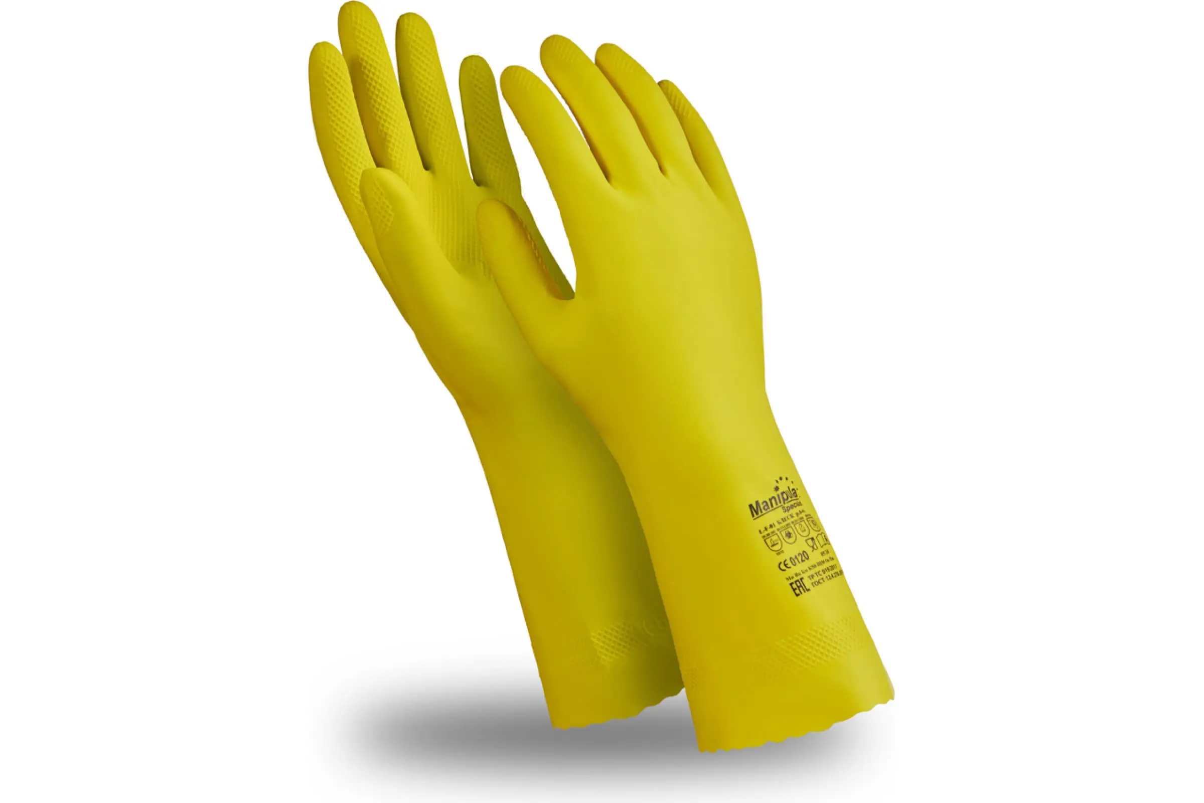 Перчатки БЛЕСК, (L-F-01), латекс 0.40мм, 300 мм, хлопковая подкладка, цвет желтый (7-7.5/S)