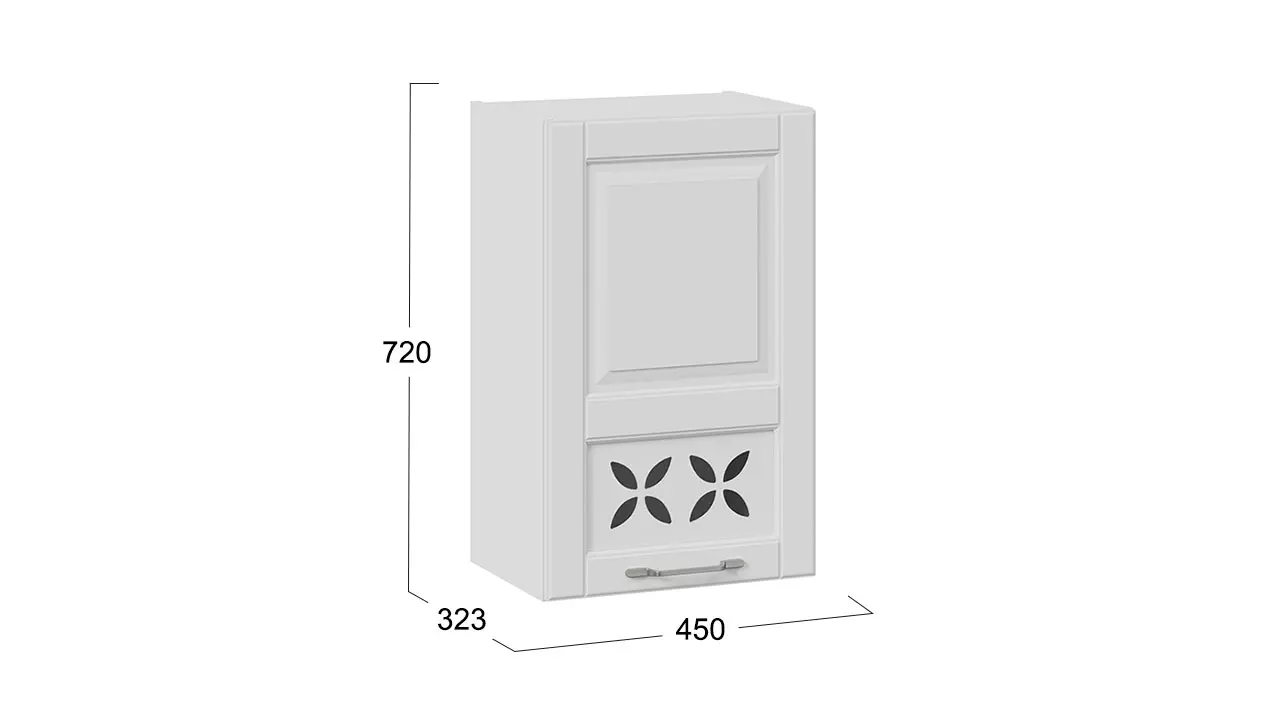 Шкаф навесной СКАЙ (фасад + корпус) (Белоснежный софт) В_72-45_1ДРД(R)