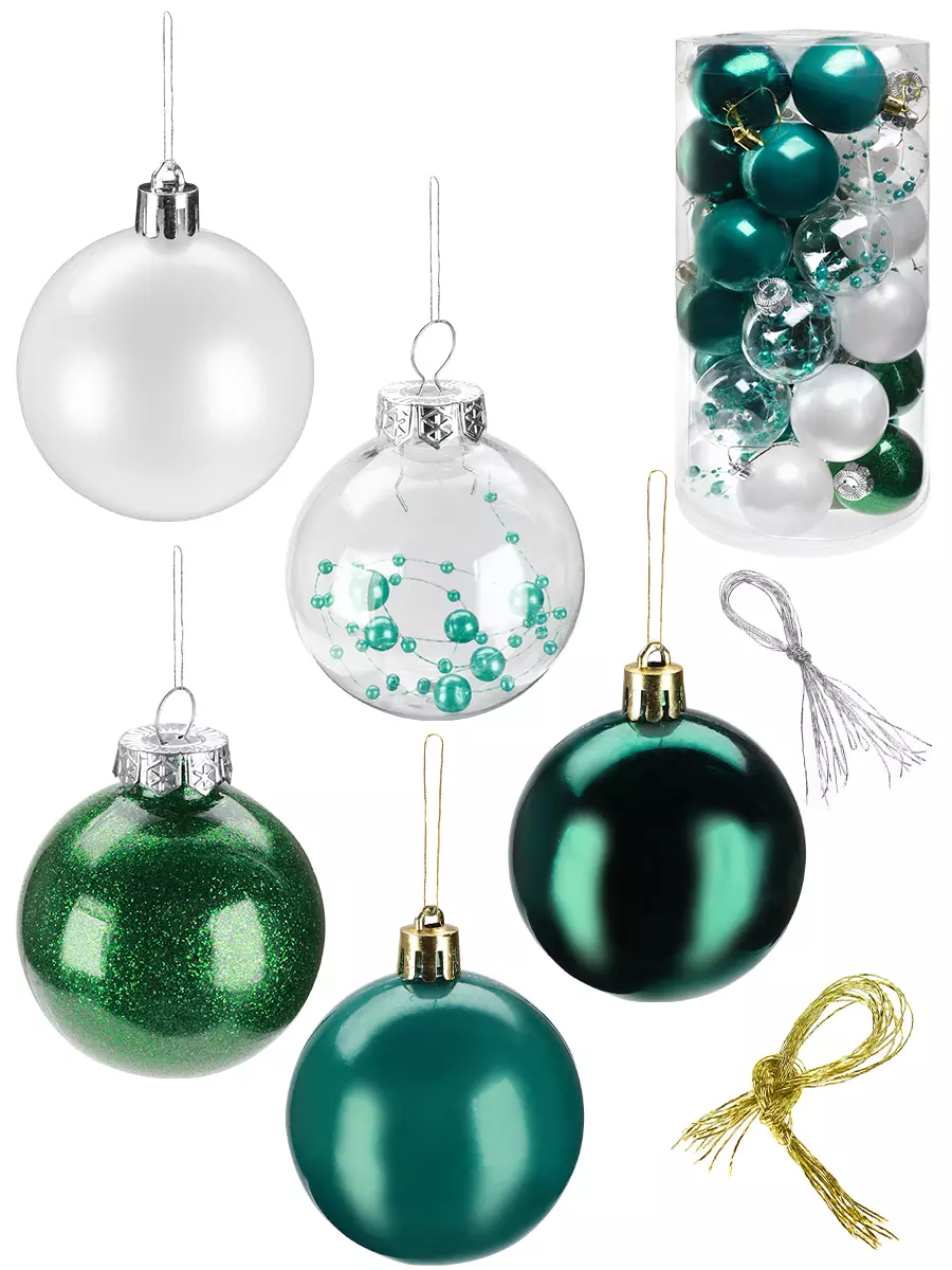 Набор елочных шаров (30 шт) Праздник в бирюзовых оттенках 6 см НУ-4206