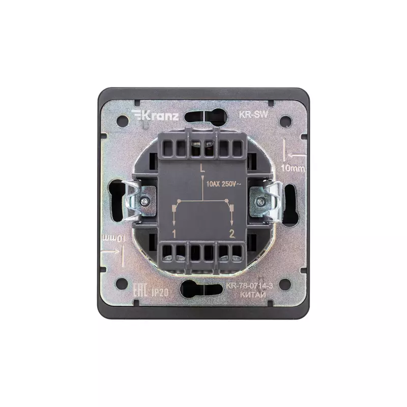 Выключатель встраиваемый 2-клавишный c индикатором оникс Kranz Miele Round KR-78-0714-3