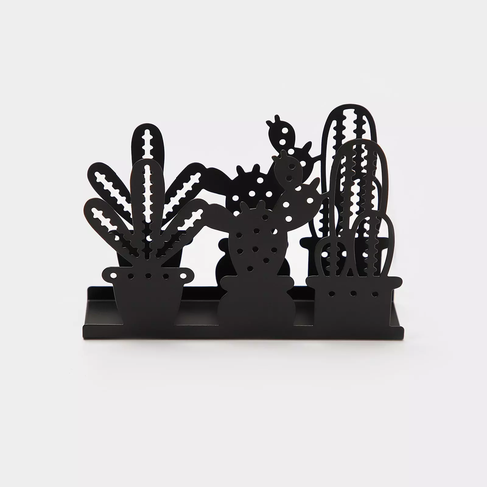Салфетница Доляна Кактусы, 15×4×10,3 см, цвет чёрный