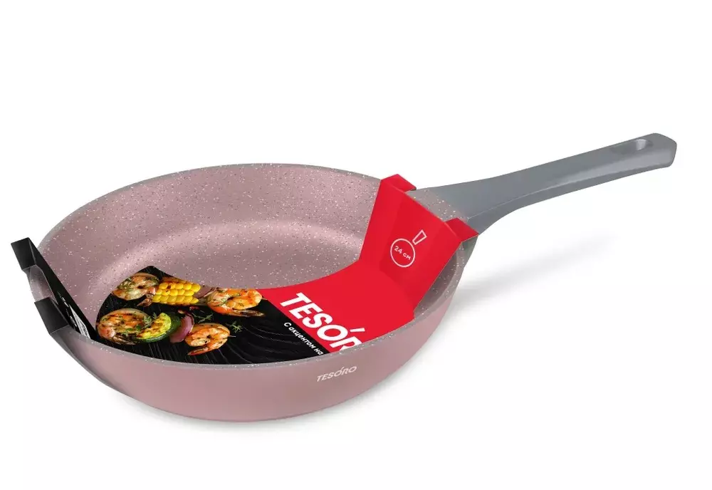 Сковорода 24 см, литой алюминий, индукция, Tesoro Florence, total pink TF1624tpi