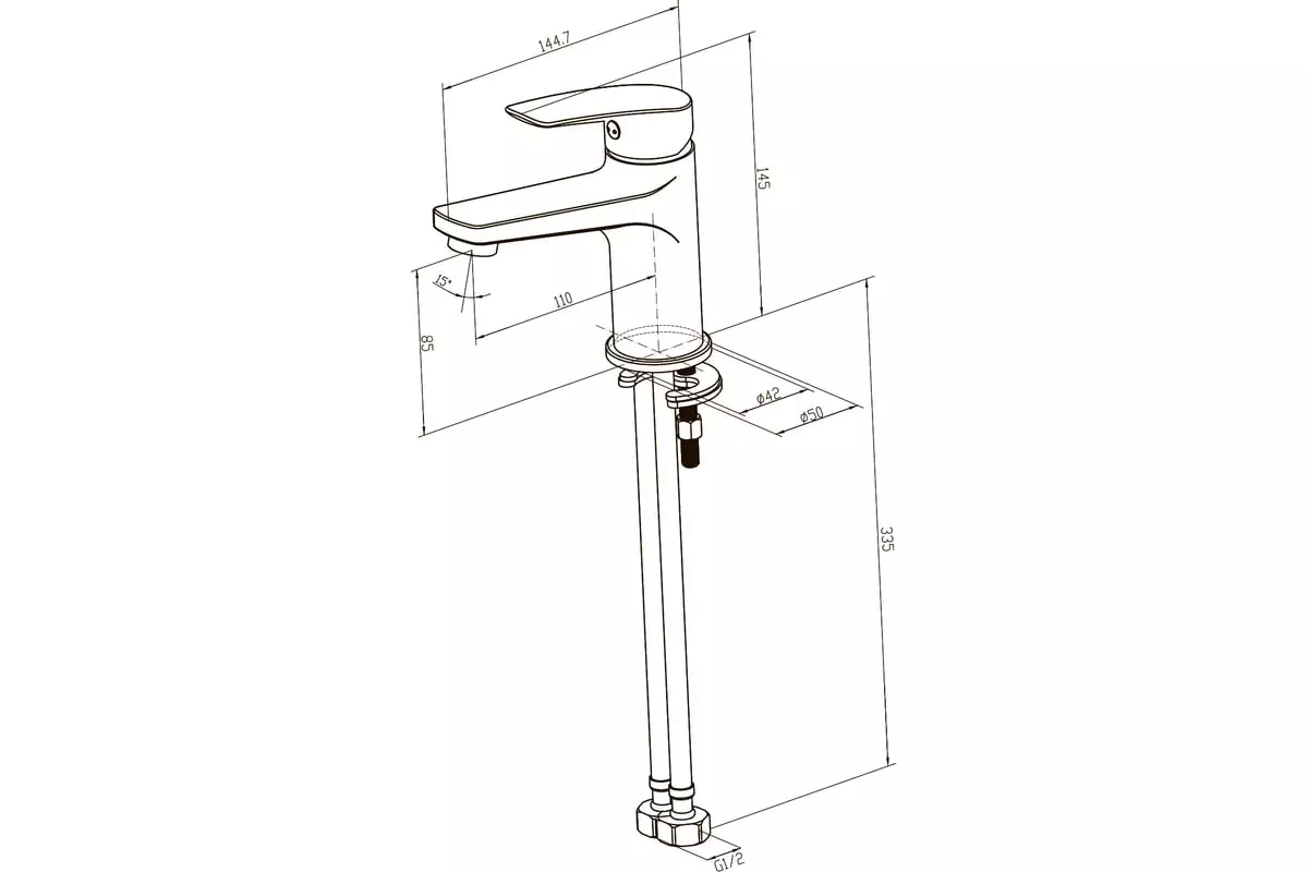 Смеситель для раковины, хром, Milardo Niagara NIASB00M01, латунь, классика