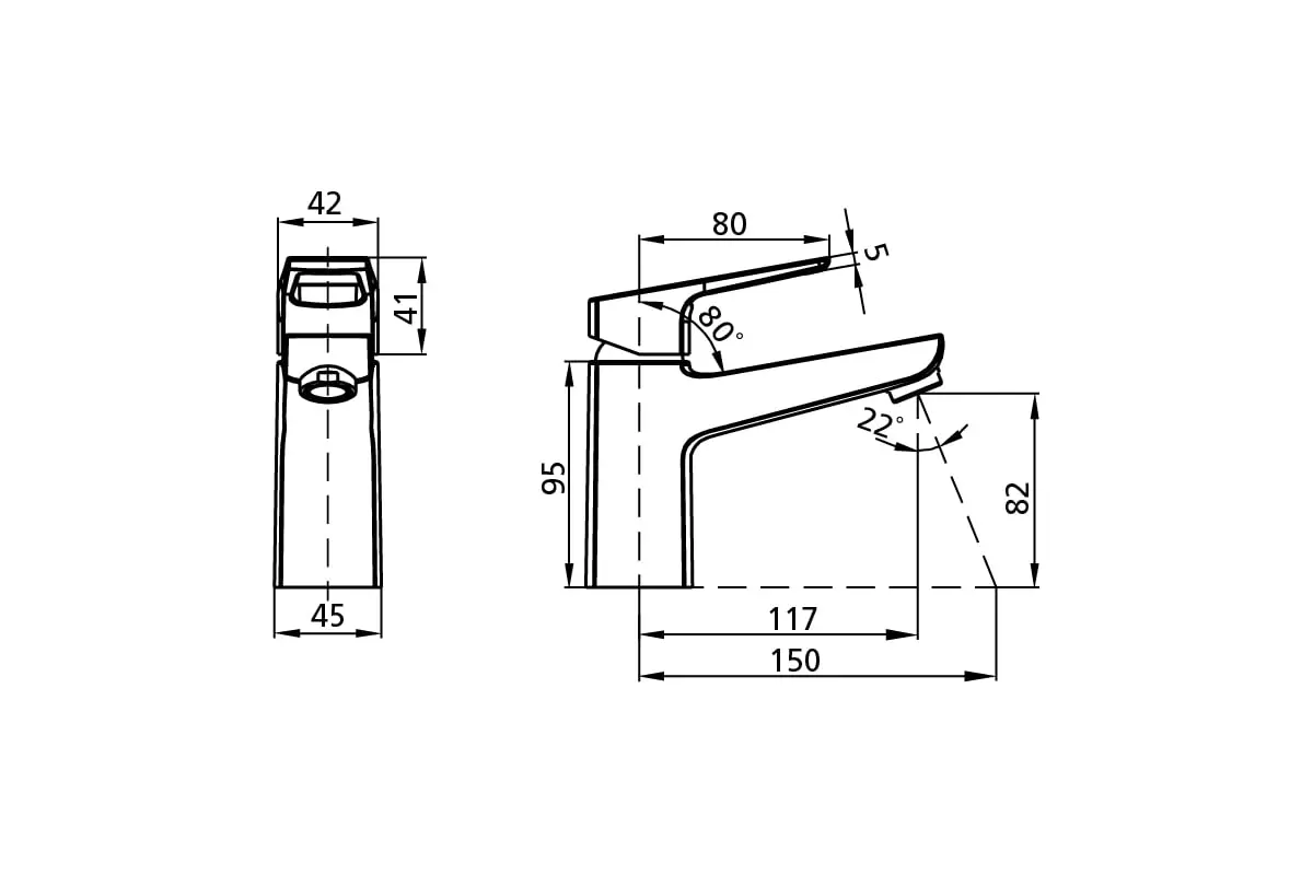 Смеситель для раковины, хром, Milardo Atlantic ATLSB00M01, латунь, прямые углы