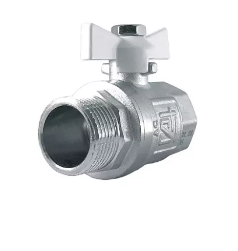 Кран шаровой полнопроходной 3/4" ВР/НР никель, бабочка белая, STI 00000003454