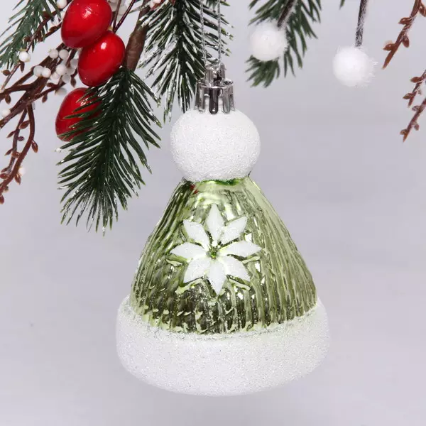 Елочная игрушка Новогодняя шапочка 6,5*6,5*9,5 см, зеленый 916-0768