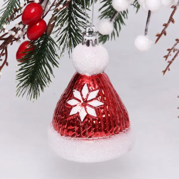 Елочная игрушка Новогодняя шапочка 6,5х6,5х9,5 см красный 916-0765