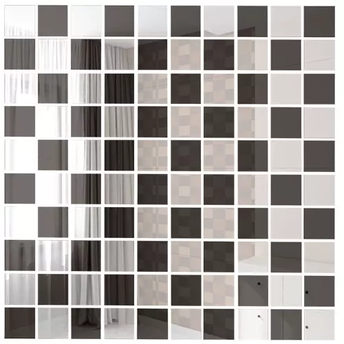 Мозаика Зеркальная серебро/ графит (300х300мм) с чипом 25х25мм.