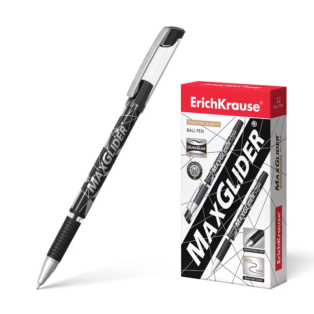 Шариковая ручка ErichKrause 45214 MaxGlider, Ultra Glide Technology, чернил черный