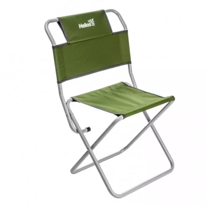 Складной стул туристический со спинкой Green СР-450.19с труба ф19 (T-TC-450.19s-G) Helios