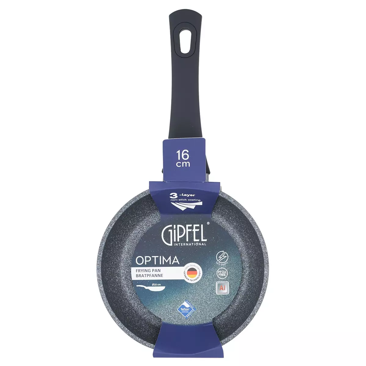 Сковорода 16х4,0 см, кованый алюминий, индукция, Optima GIPFEL 52413